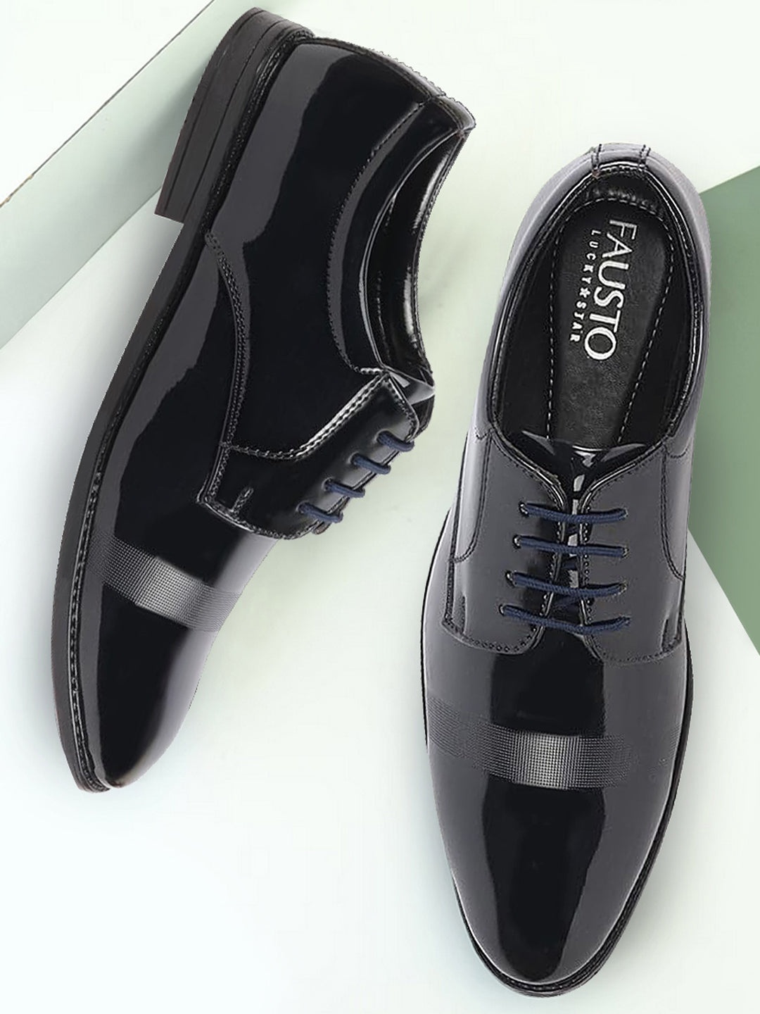

FAUSTO Men Round Toe Lace Up Lightweight Formal Oxfords, Black