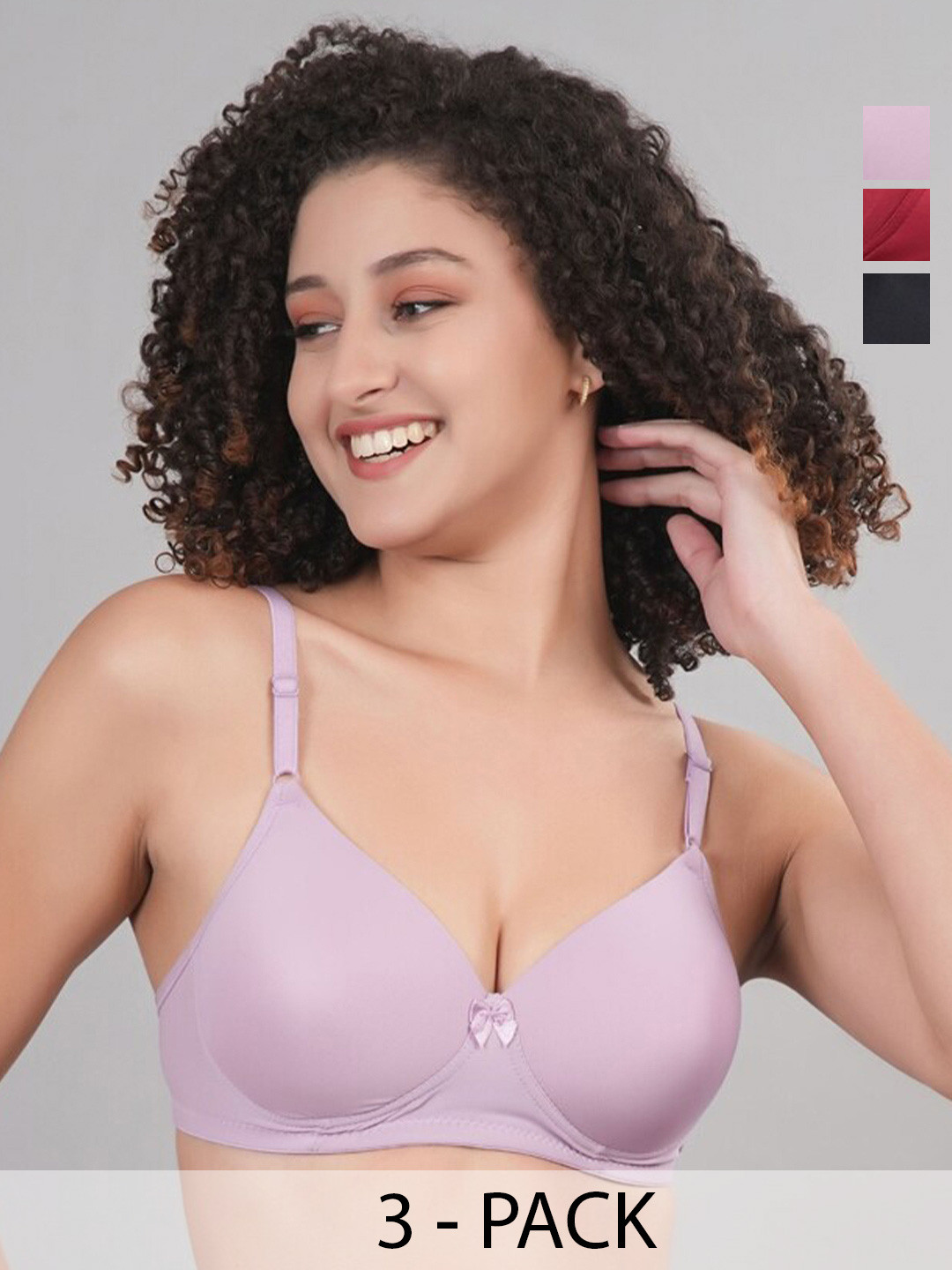 

Broiden Pack Of 3 Full Coverage Lightly Padded Bra, Black