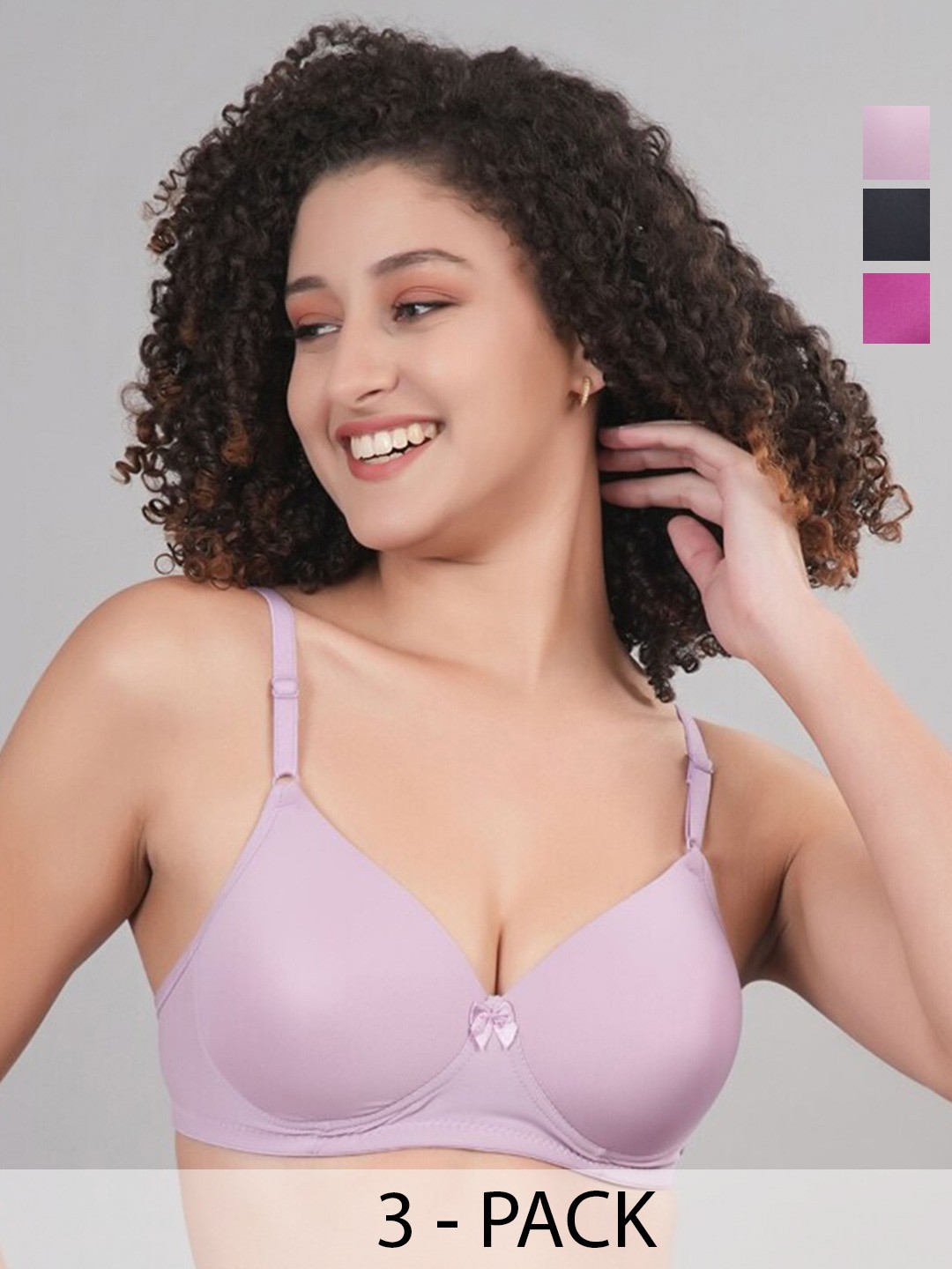 

Broiden Pack Of 3 Everyday Bra Full Coverage All Day Comfort Lightly Padded, Black