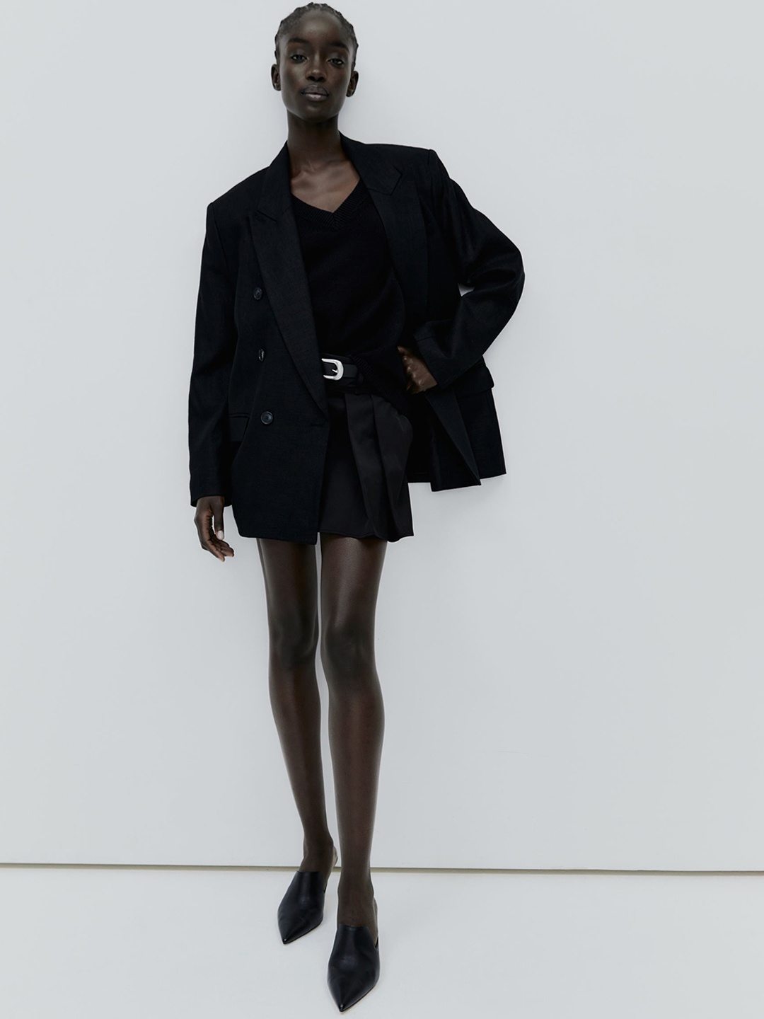 

H&M Double-Breasted Blazer, Black