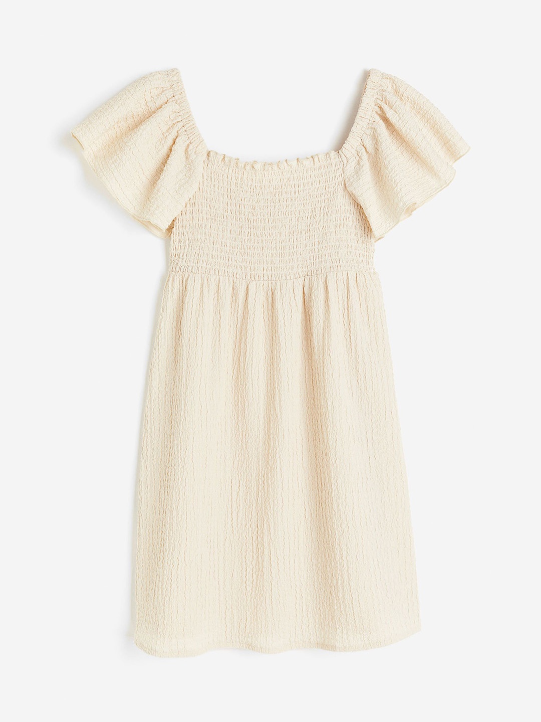 

H&M Smocked-Bodice Dress, White