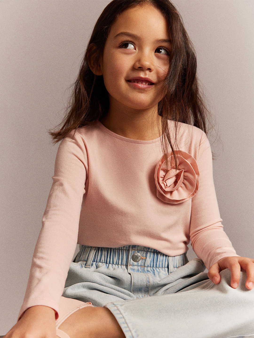 

H&M Girls Appliqued Jersey Top, Pink