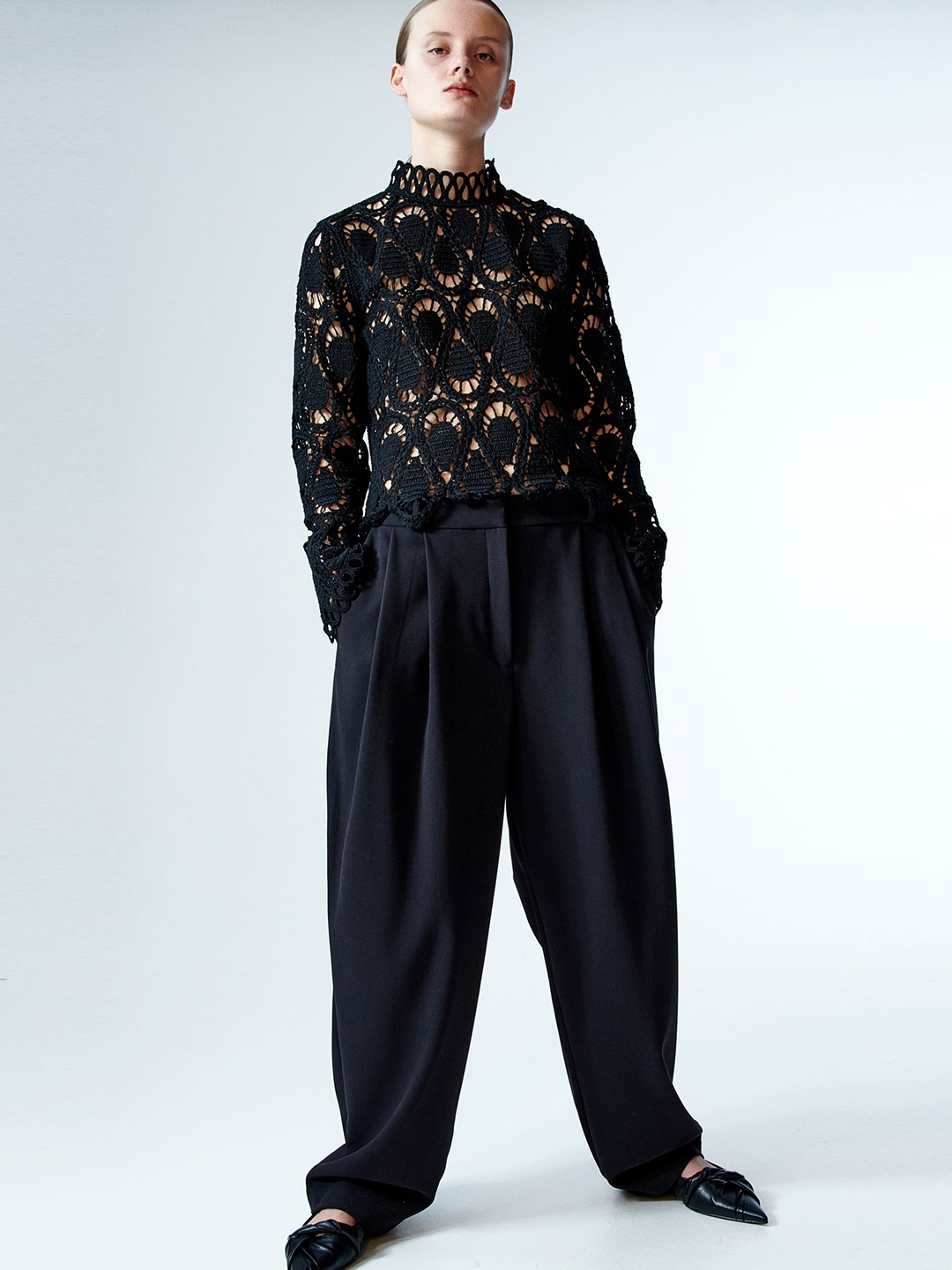 

H&M Crochet-Look top, Black