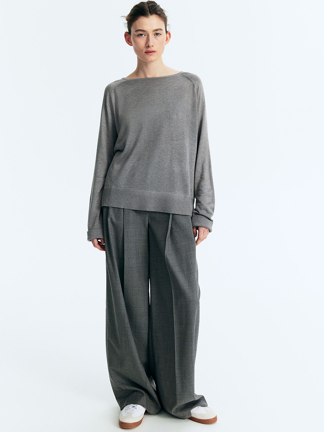 

H&M Fine-Knit Jumper, Grey