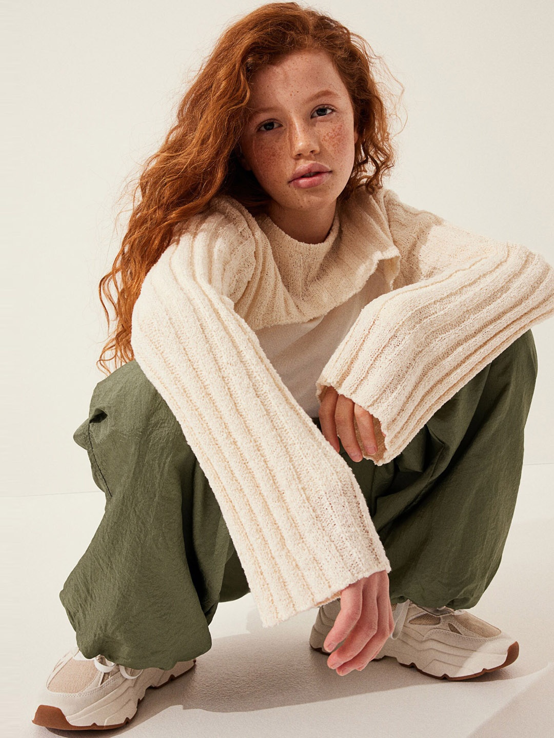 

H&M Girls Parachute Trousers, Green