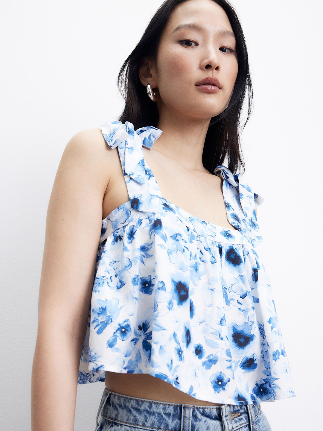 

H&M Linen-Blend Blouse, White