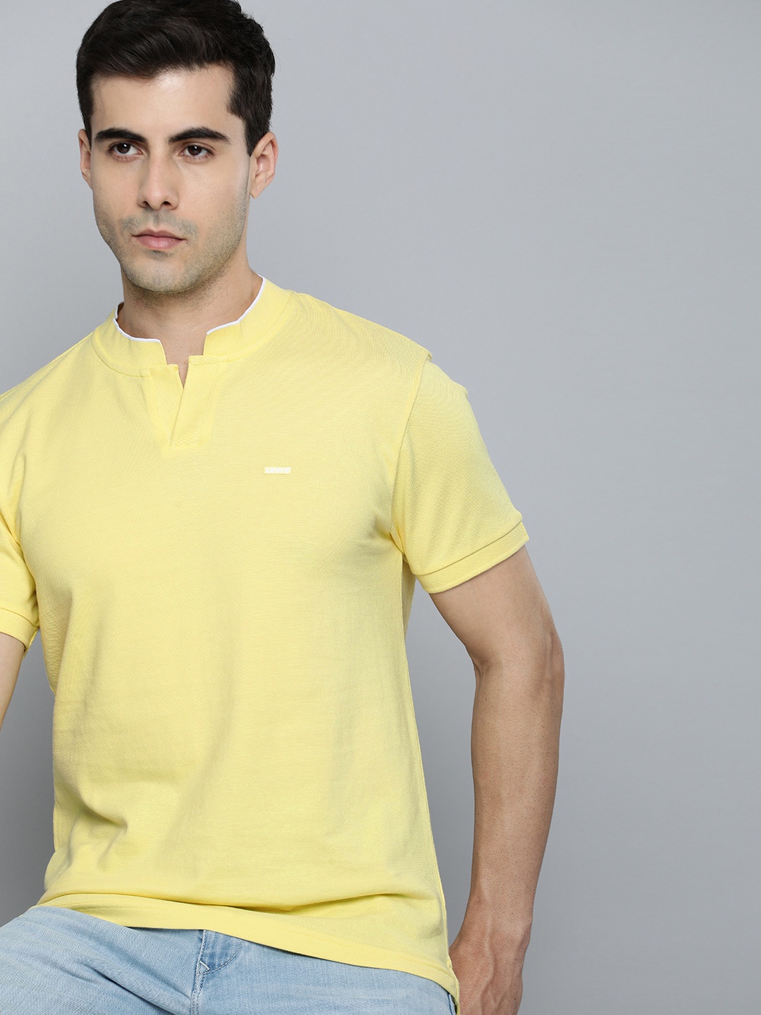 

Levis Pure Cotton Polo Collar Slim Fit T-shirt, Yellow