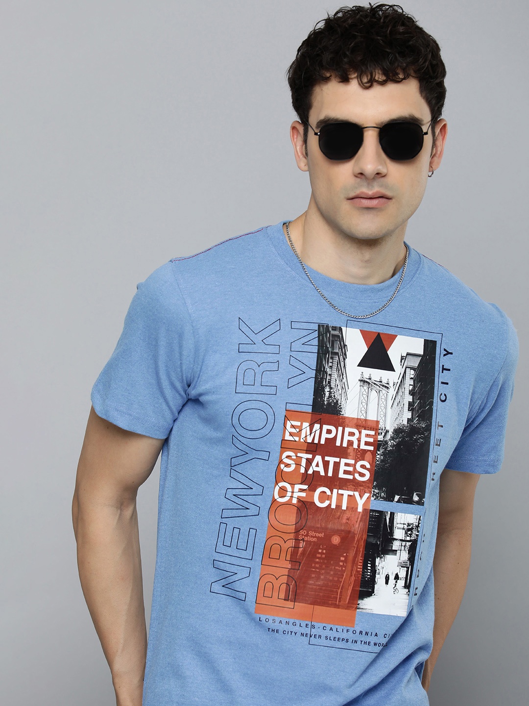 

R.Code by The Roadster Life Co. Men Graphic Printed T-shirt, Blue