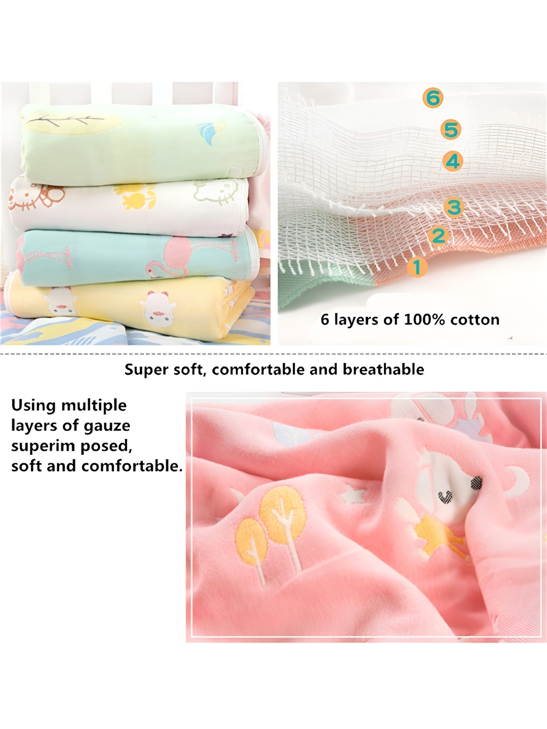 

SYGA Pink & White Cotton Single Bed Duvet