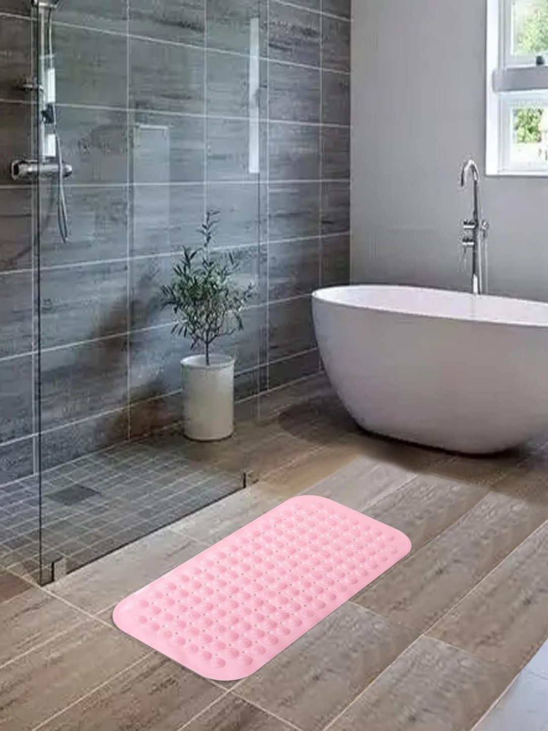 

Kuber Industries Pink Anti-Skid Shower Bath Rug