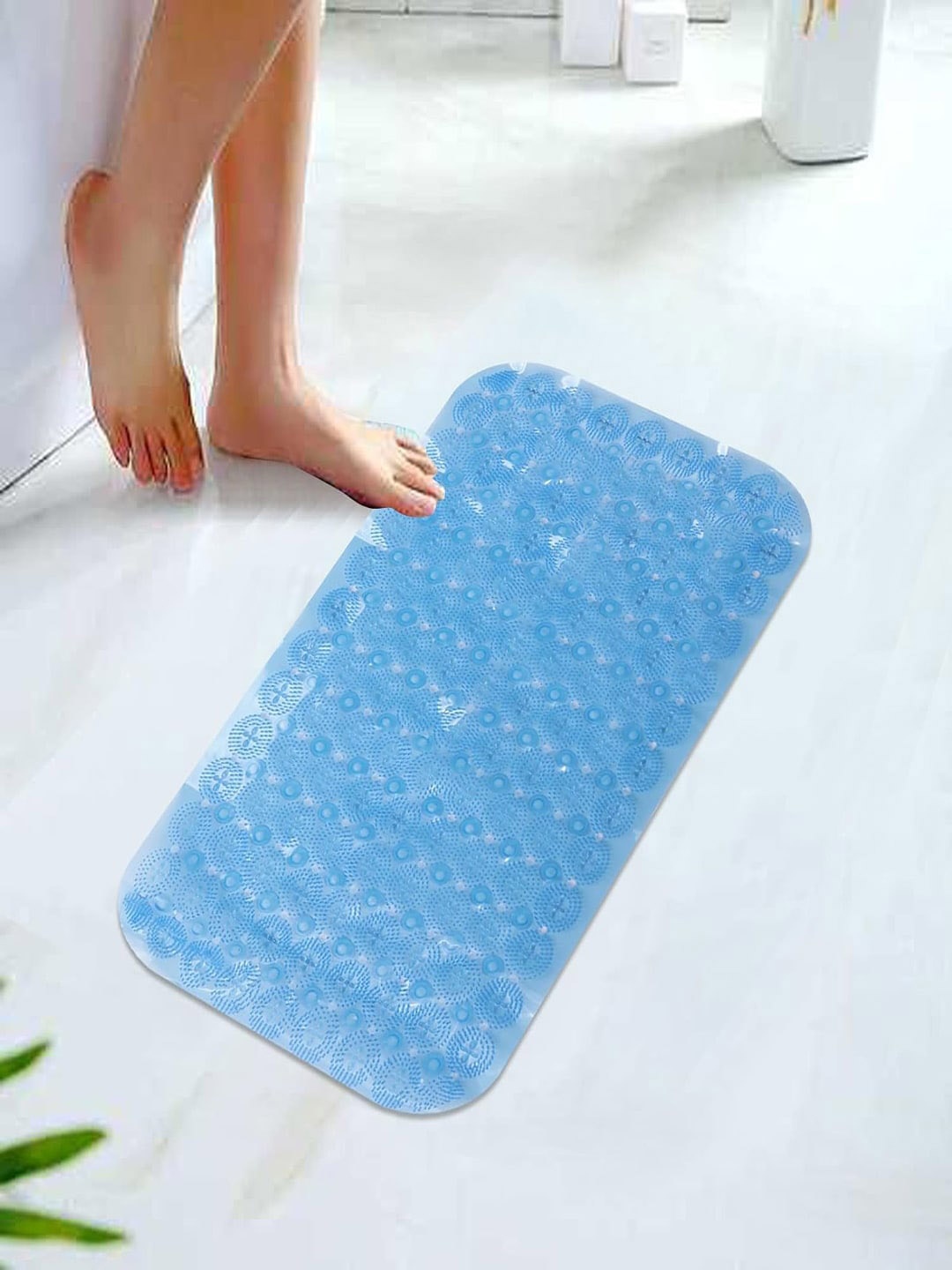 

Kuber Industries Blue Anti-Skid Shower Bath Rugs