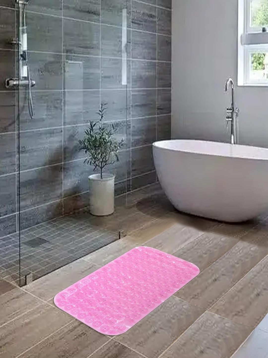 

Kuber Industries Pink Anti-Skid Shower Bath Rug