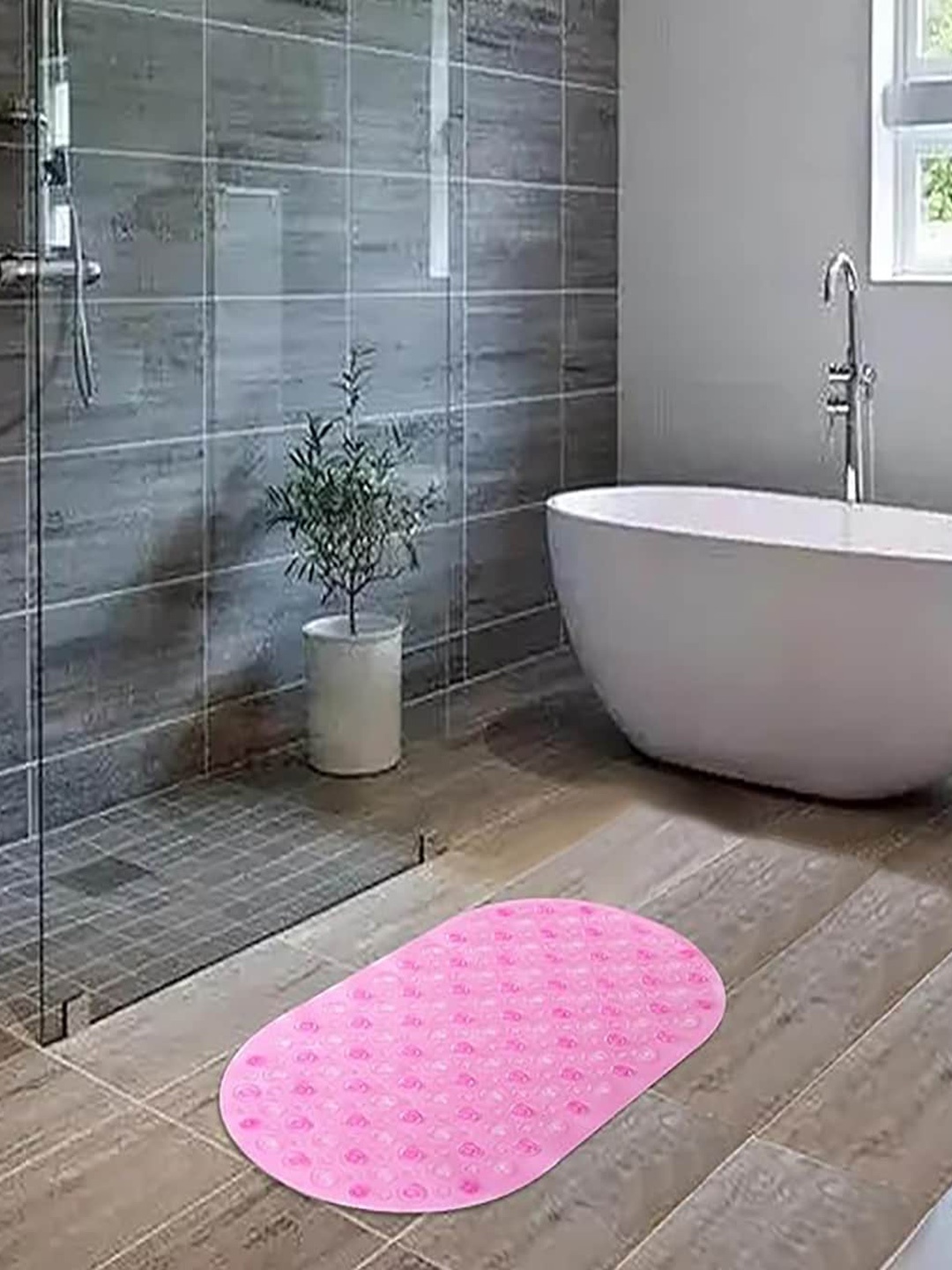 

Kuber Industries Pink 120 GSM Anti-Skid Shower Bath Rugs