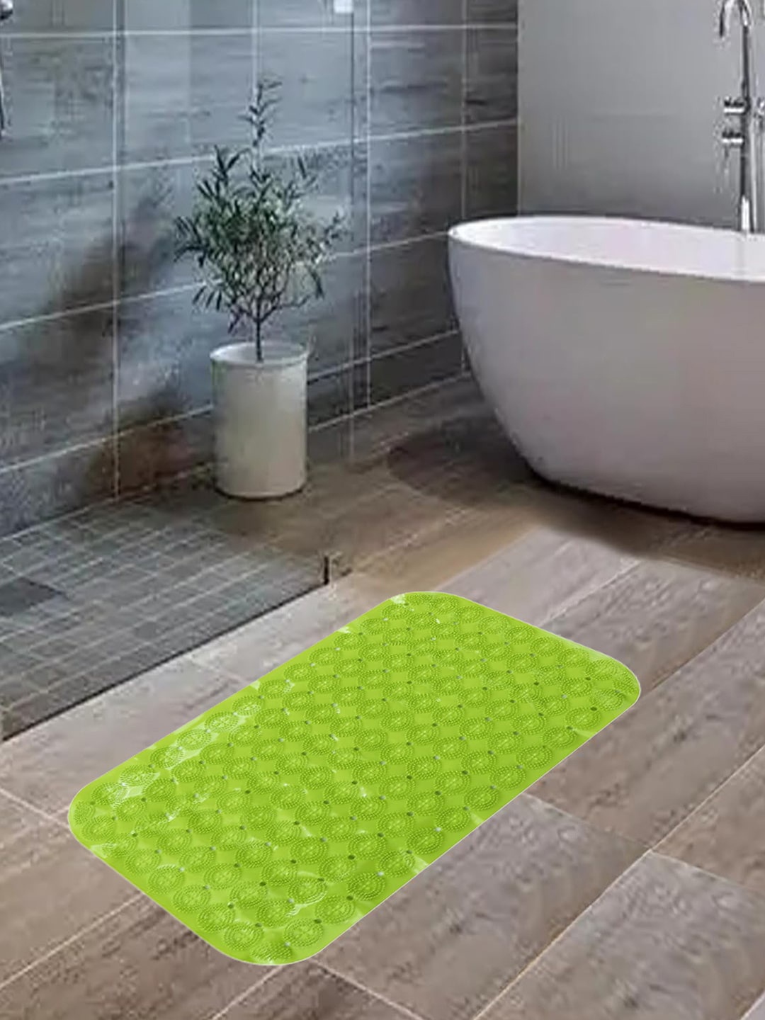 

Kuber Industries Green Anti-Skid Shower Bath Rugs