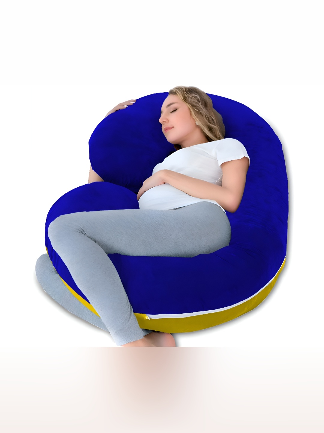 

DADDY COOL Blue & Mustard Yellow Fibre Filled Faux Velvet Lightweight Maternity Pillow