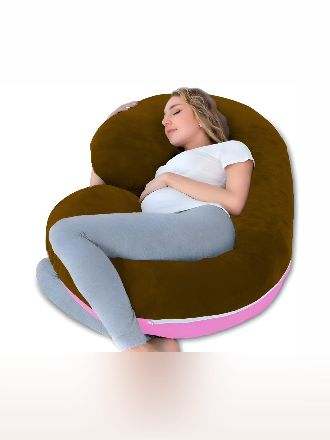 

DADDY COOL Pink & Brown Lightweight Dual Colour C Shaped Maternity Pillow