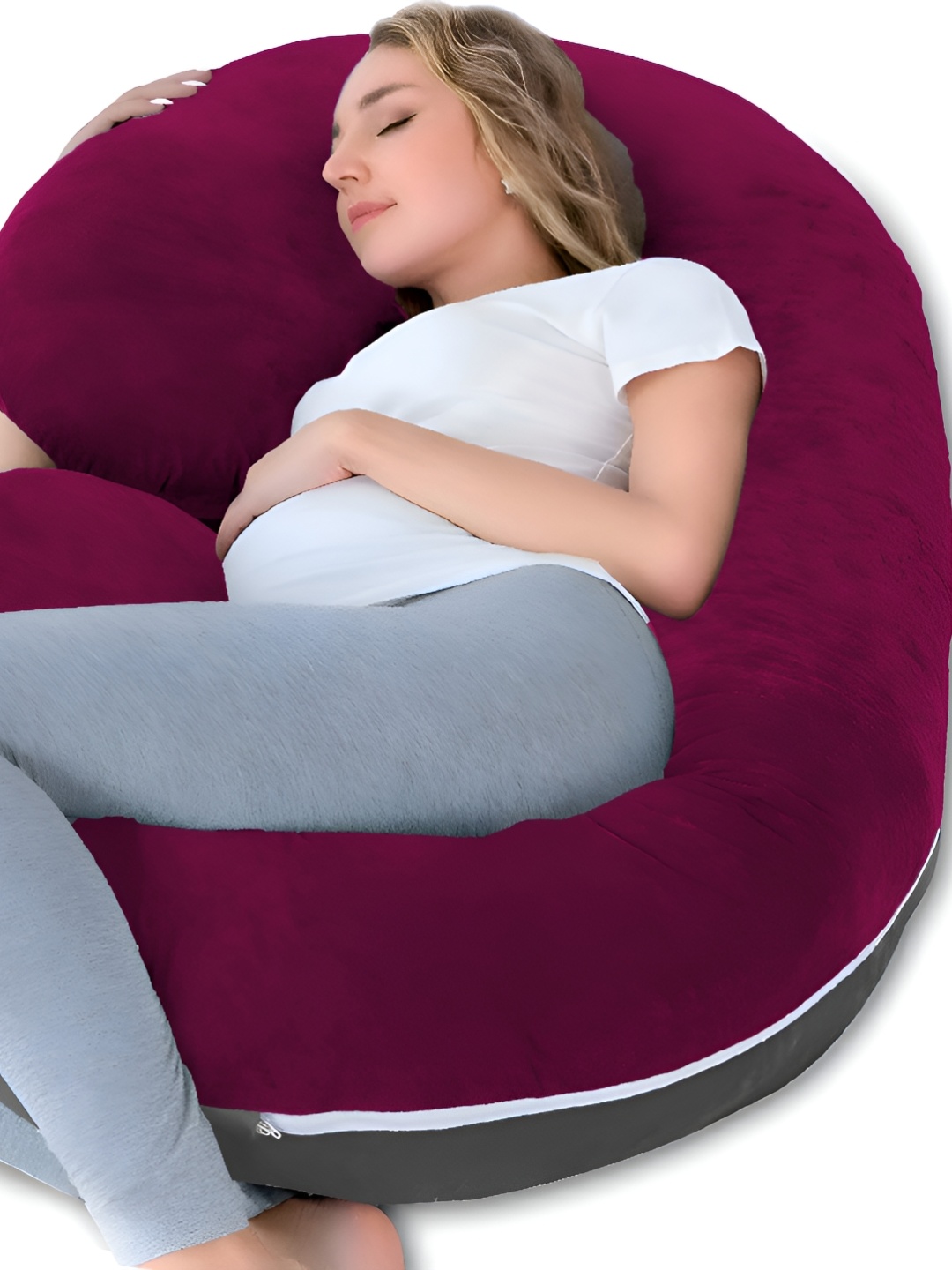 

DADDY COOL Wine & Grey Lightweight Dual Colour C Shaped Maternity Pillow, Burgundy