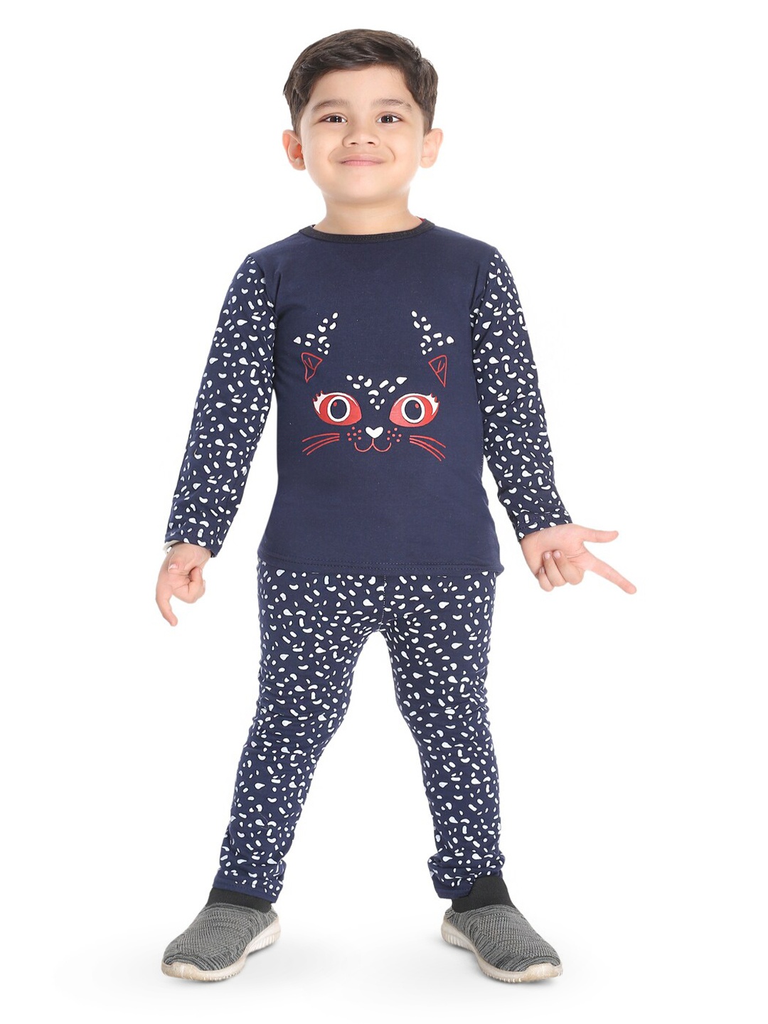 

BAESD Boys Printed Long Sleeves T-shirt with Trousers, Navy blue