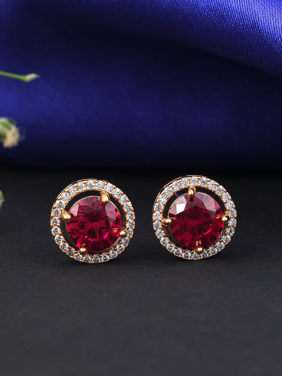 

Designbox Gold-Plated Cubic Zirconia Circular Stud Earrings