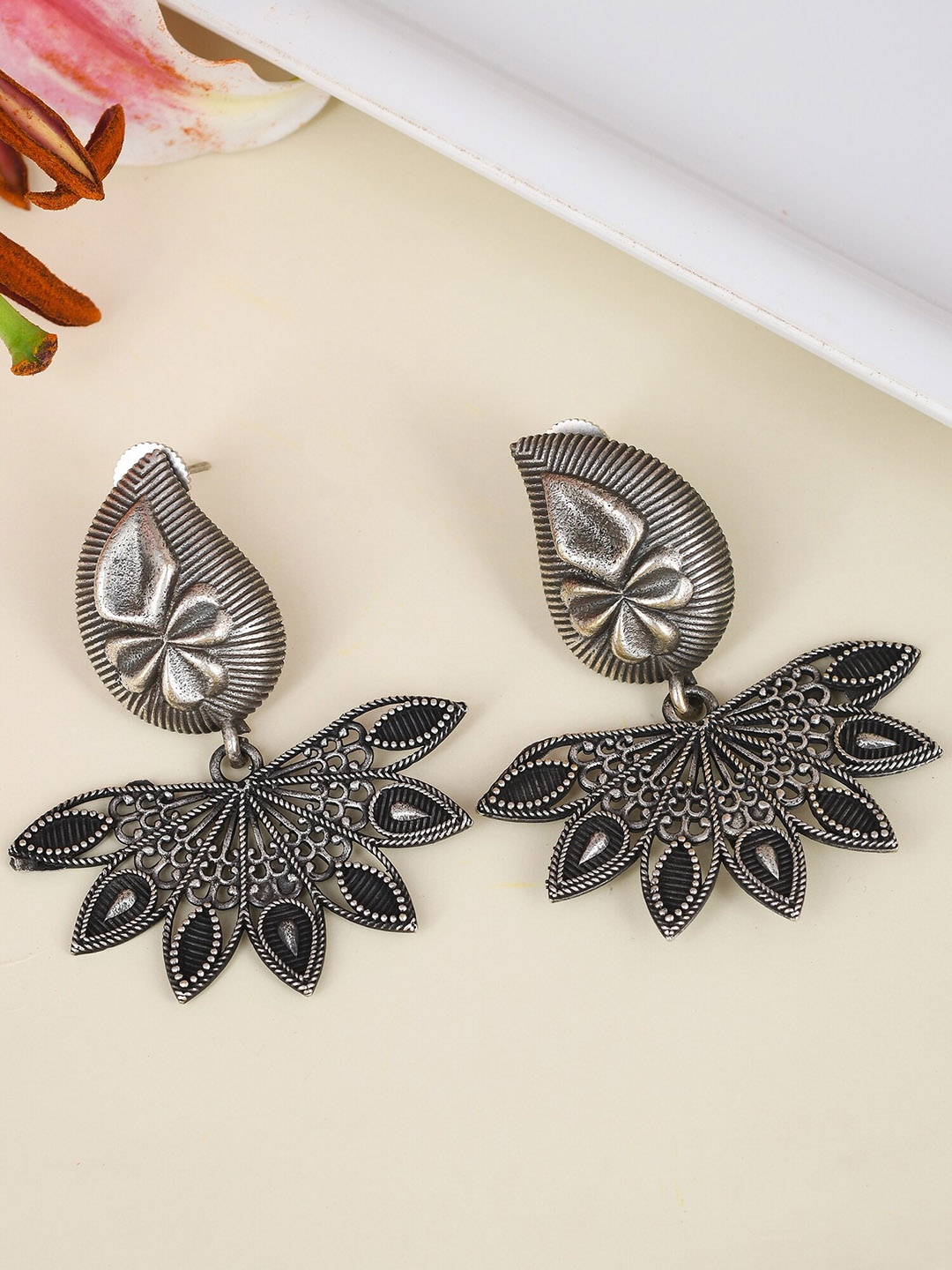 

Designbox Contemporary Oxidised Drop Earrings, Silver