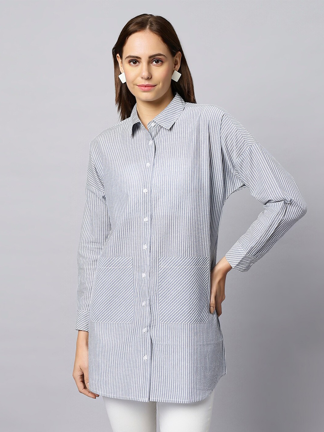 

DressBerry Original Striped Cotton Casual Shirt, Grey