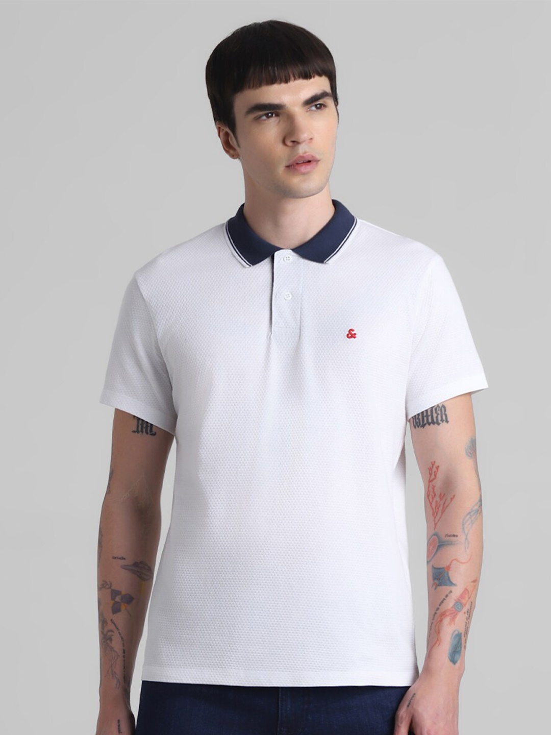 

Jack & Jones Polo Collar Short Sleeves Cotton Slim Fit T-shirt, White