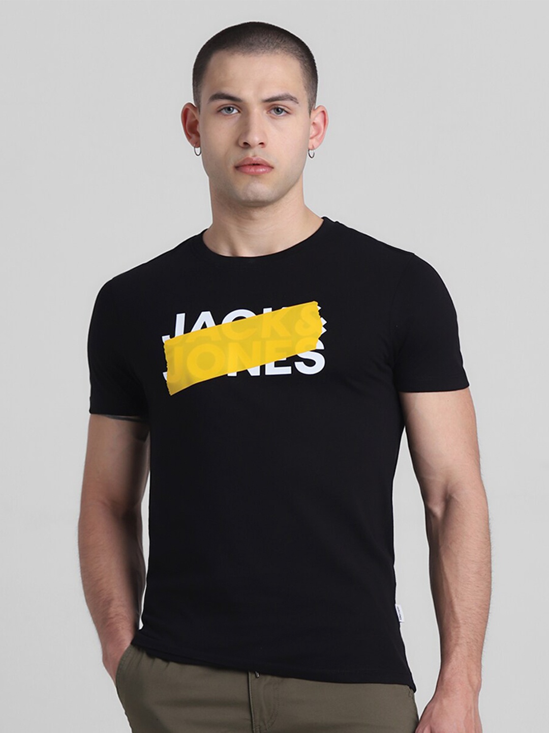 

Jack & Jones Printed Round Neck Slim Fit T-shirt, Black