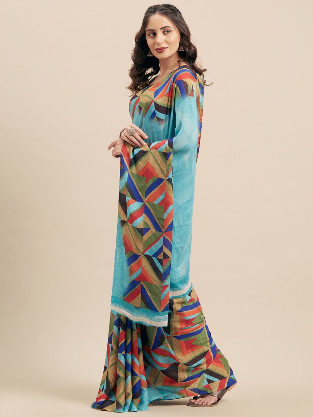 

KALINI Abstract Printed Saree, Blue