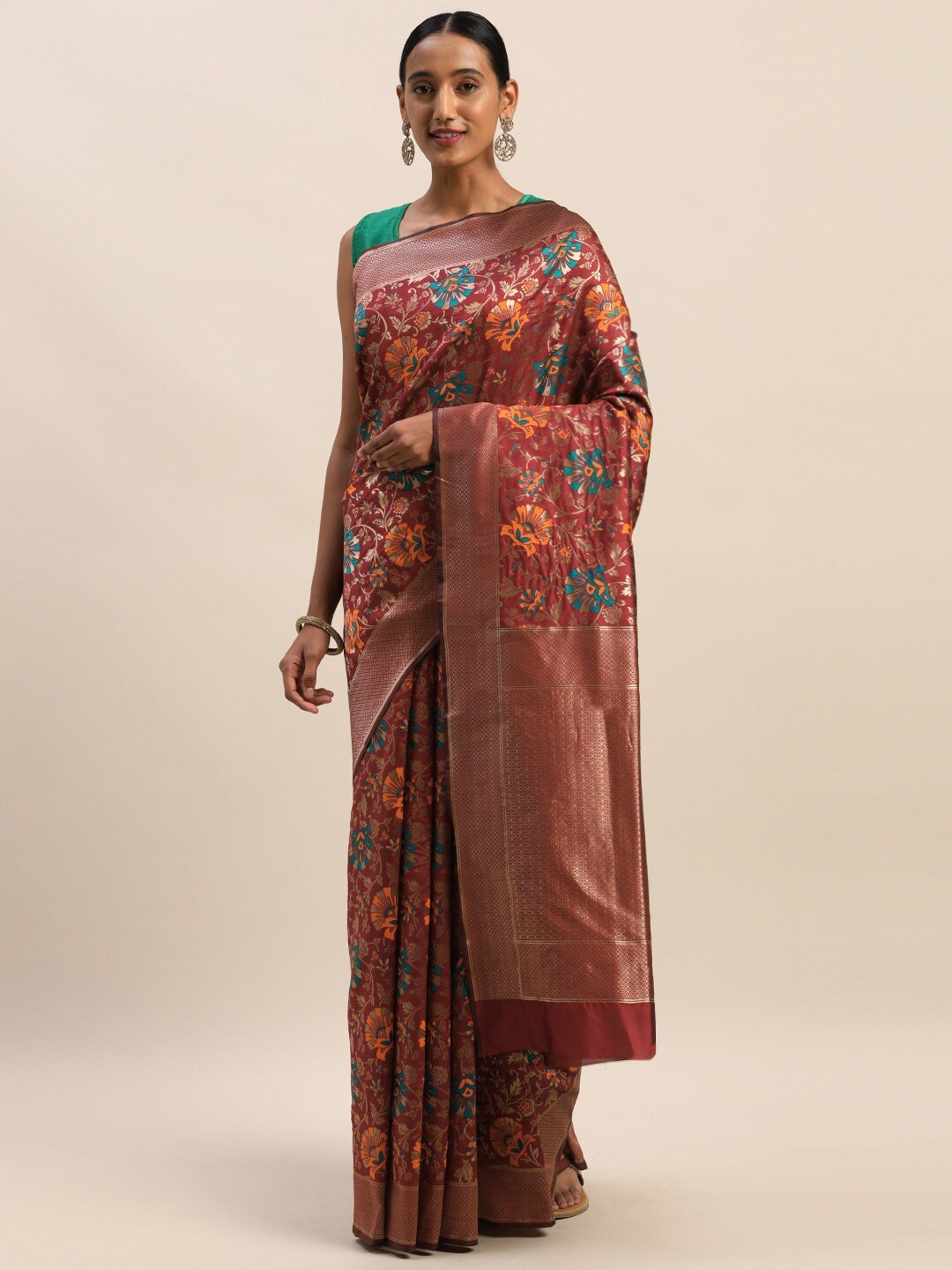 

KALINI Floral Woven Design Zari Saree, Maroon