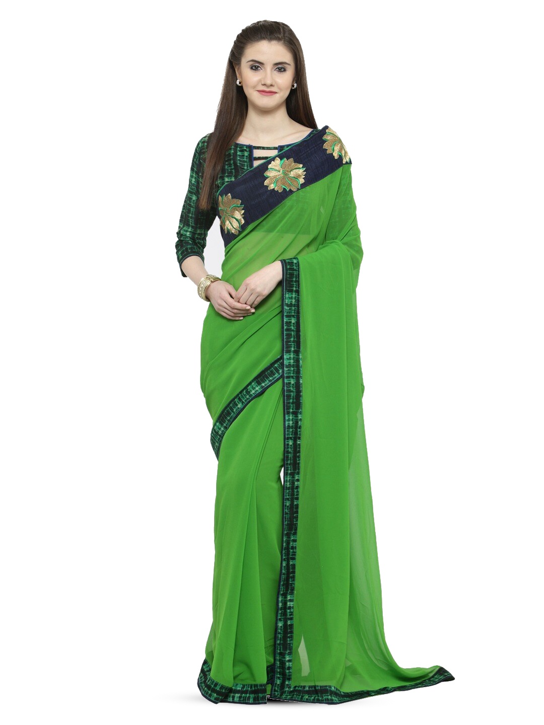 

KALINI Embroidered Saree, Green