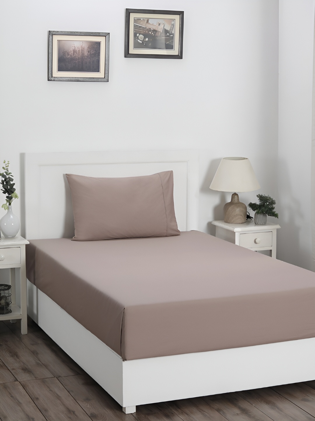 

MASPAR Brown Cotton 210 TC Single Bed Bedsheet With 1 Pillow Cover