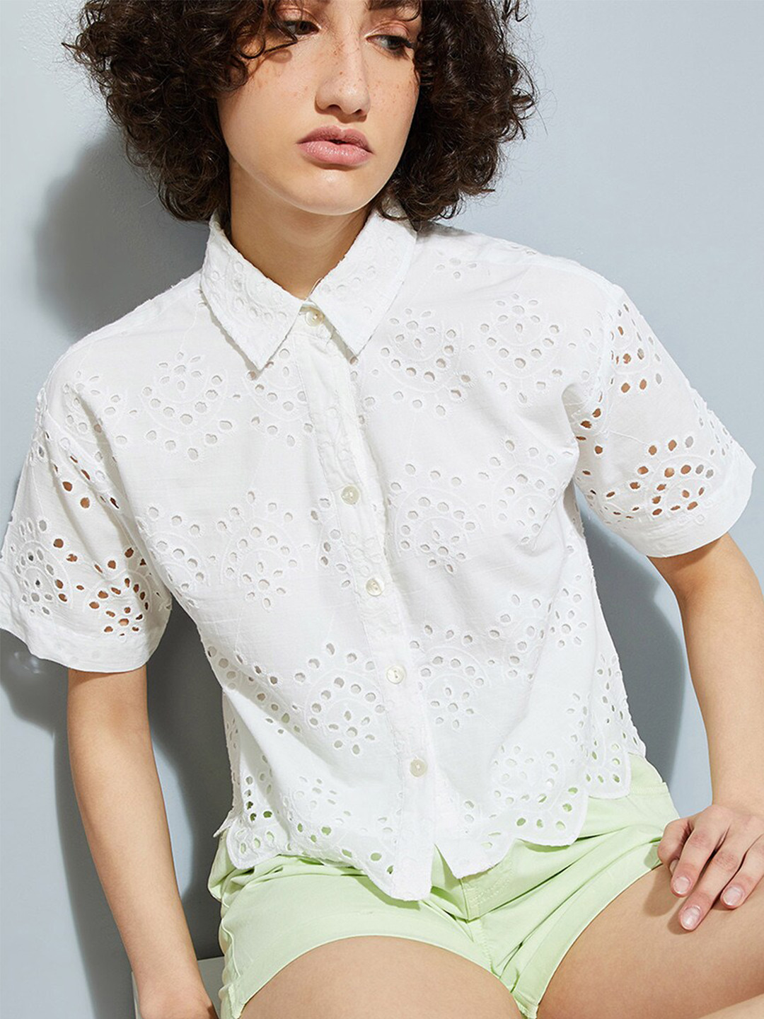 

max URB_N Floral Printed Cotton Casual Shirt, White