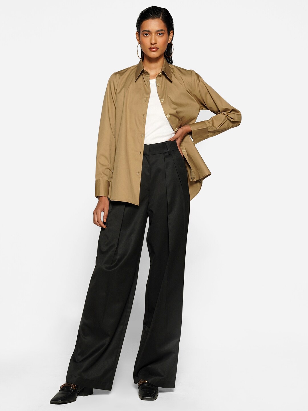 

Shop Staple Opaque Twill Weave Cotton Casual Shirt, Olive