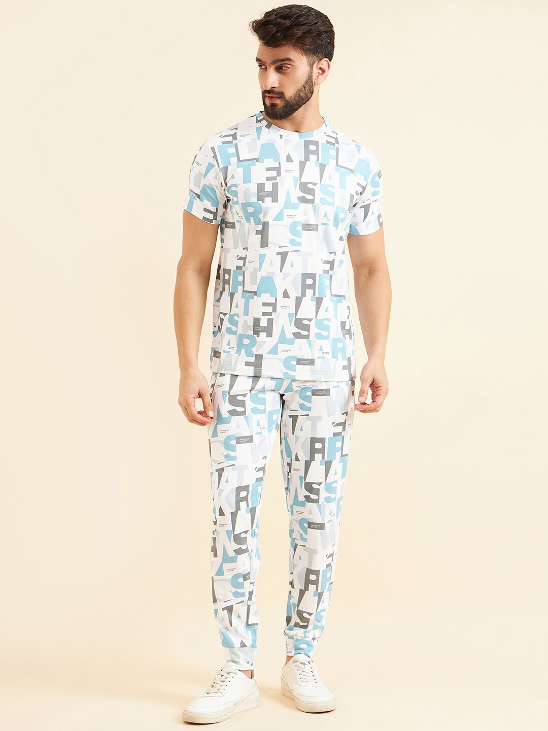 

Sweet Dreams Typography Printed T-Shirt & Jogger Set, Blue