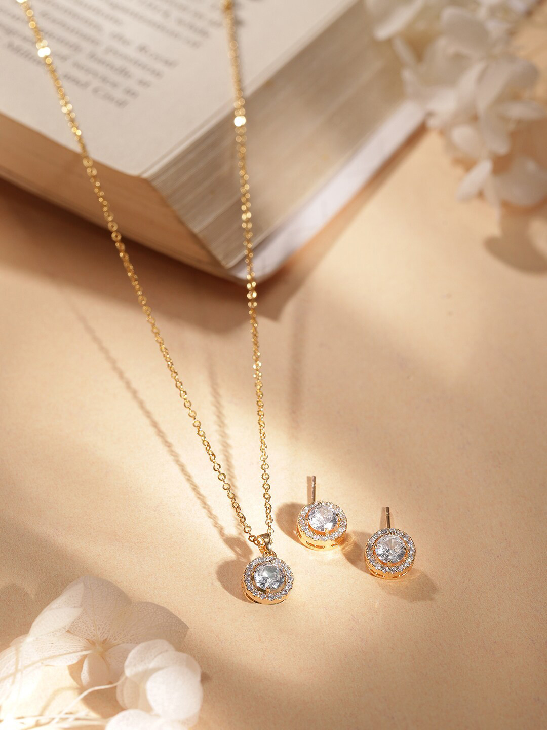 

Rubans Voguish 22K Gold-Plated Cubic Zirconia-Studded Jewellery Set