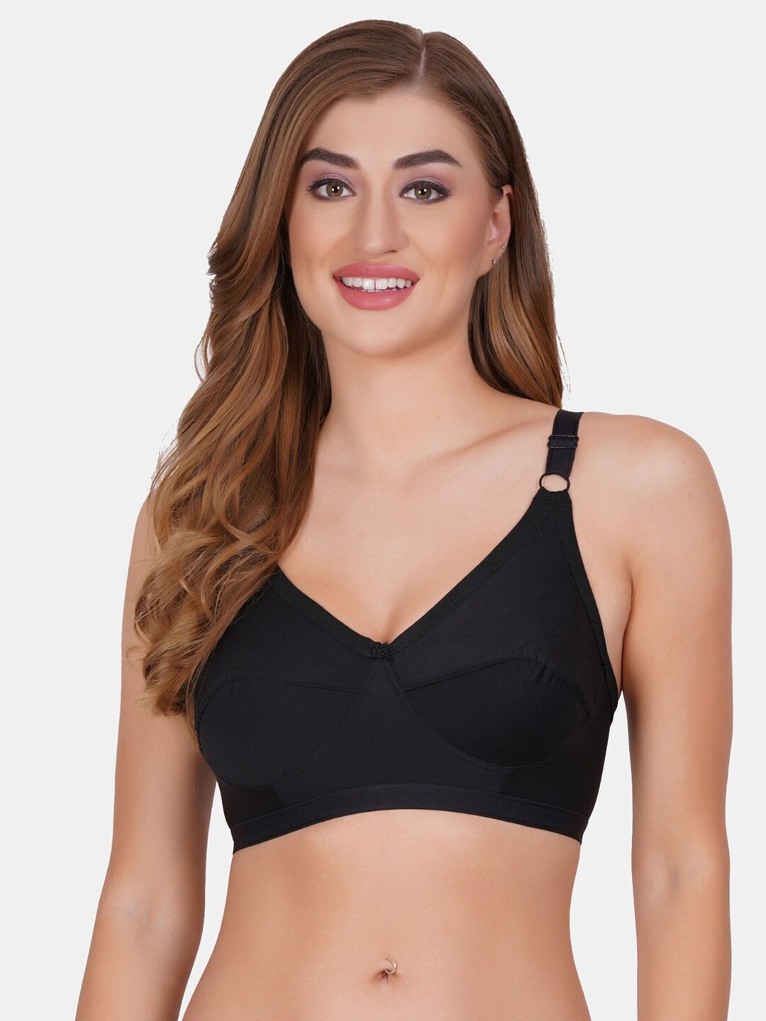 

DressBerry Black Medium Coverage Cotton Everyday Bra Wih All Day Comfort