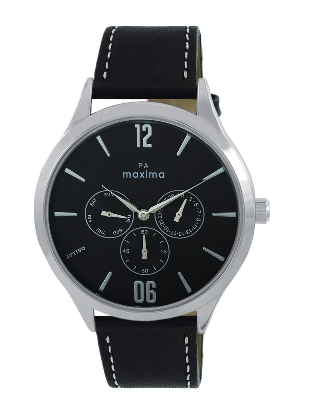 

PA Maxima Men Leather Straps Round Shaped Analogue Watch 66260LMGI, Black