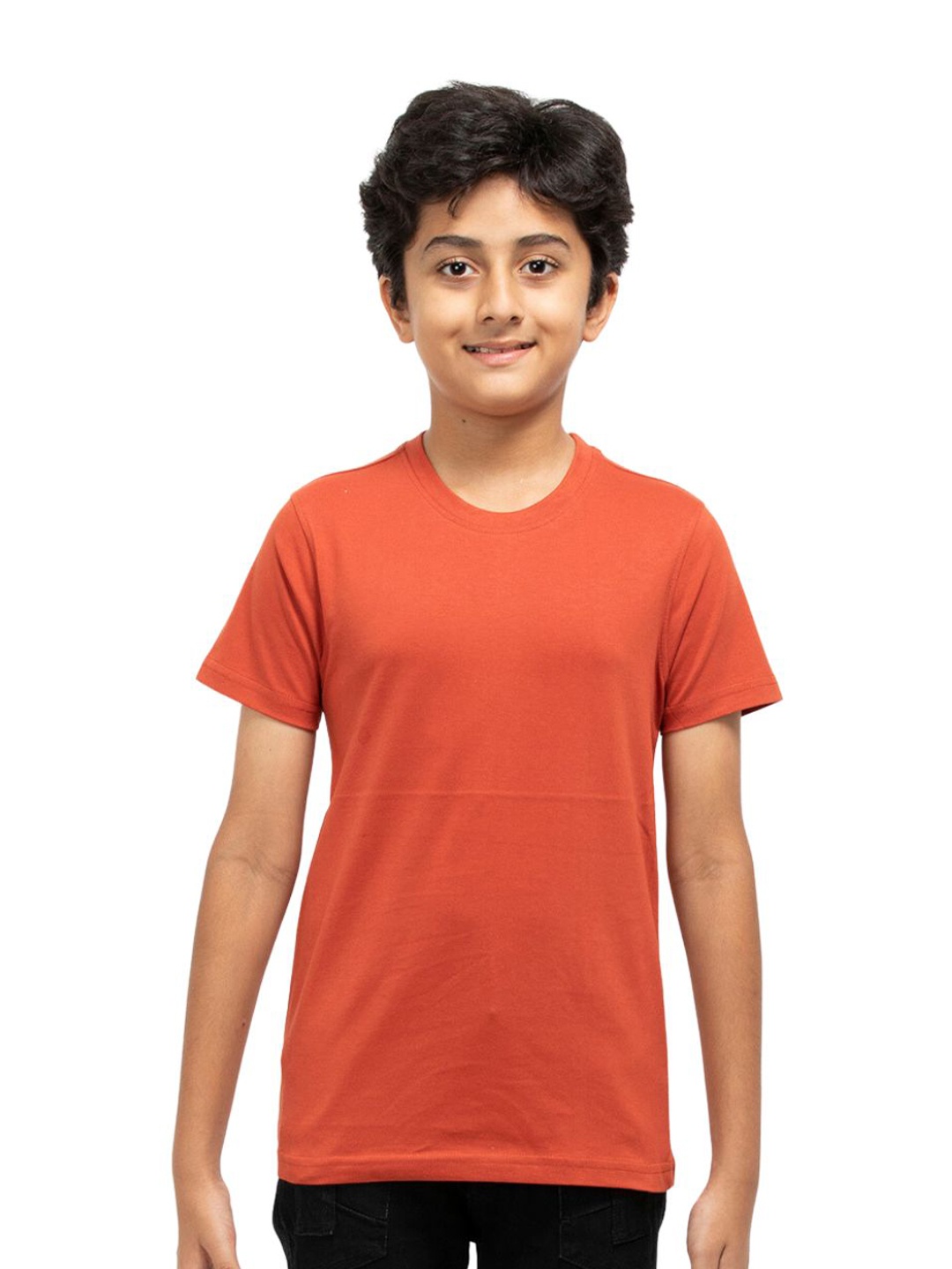 

BAESD Boys Round Neck Pure Cotton T-shirt, Rust