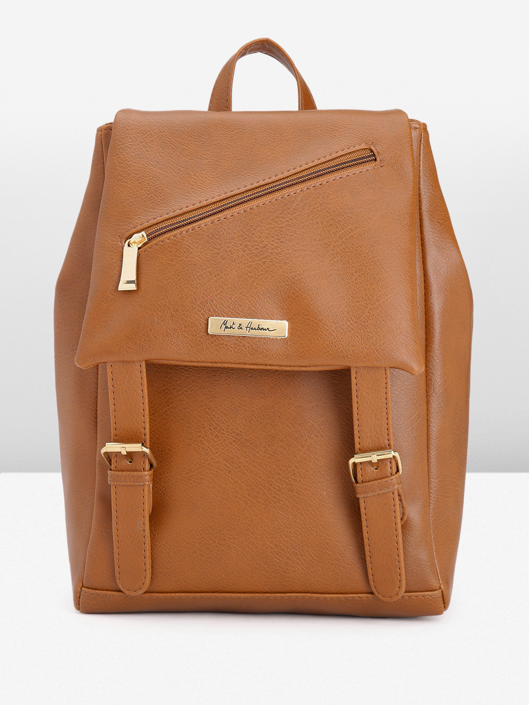 

Mast & Harbour Women Synthetic Leather Backpack, Tan
