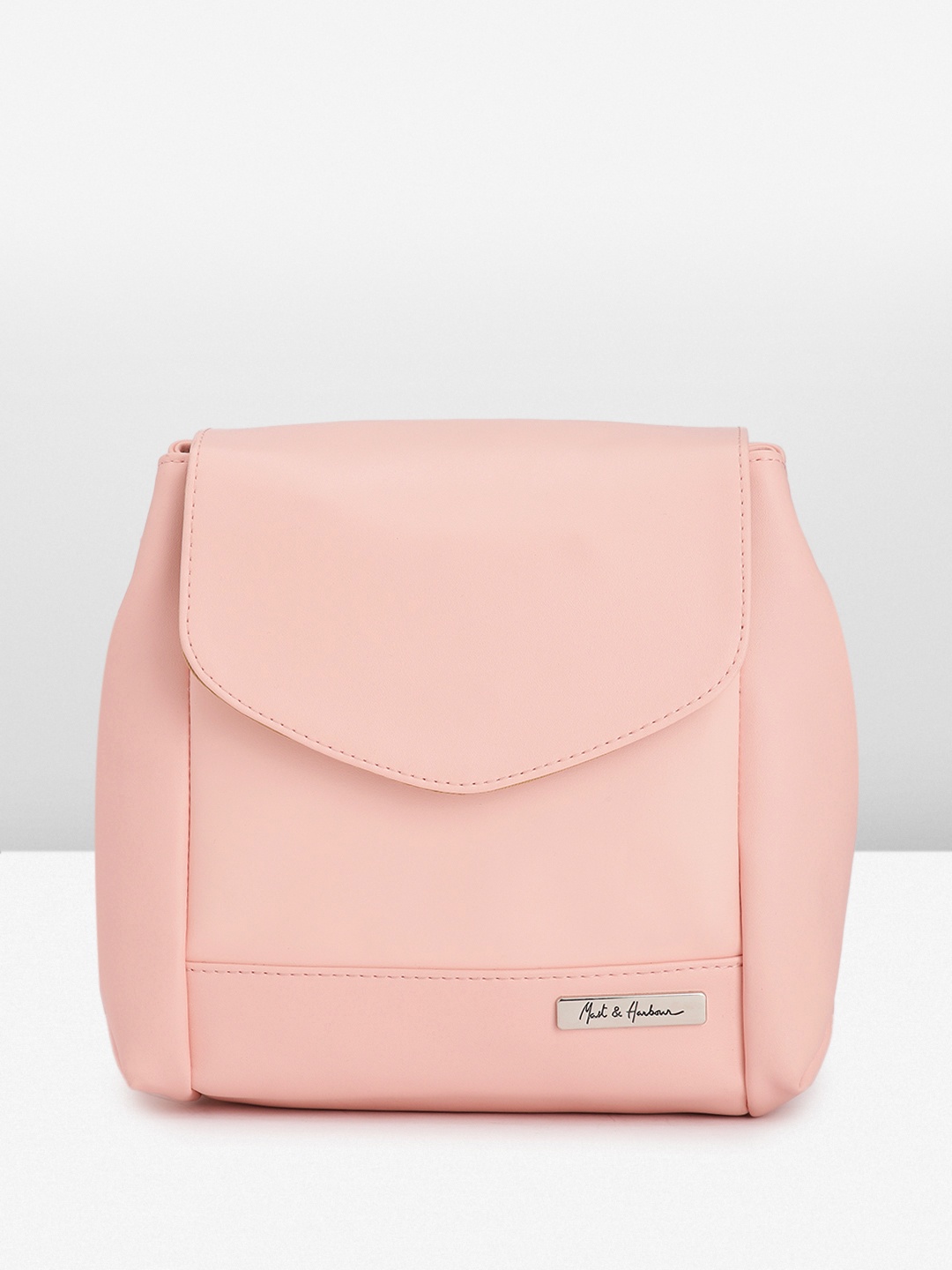 

Mast & Harbour Synthetic Leather Structured Shoulder Bag, Peach