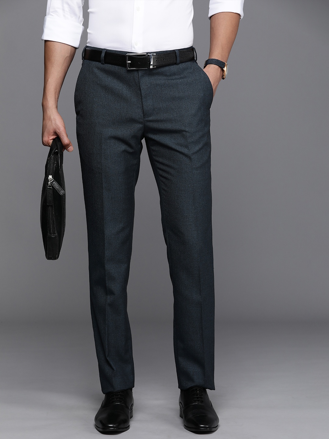

Raymond Men Slim Fit Trousers, Navy blue