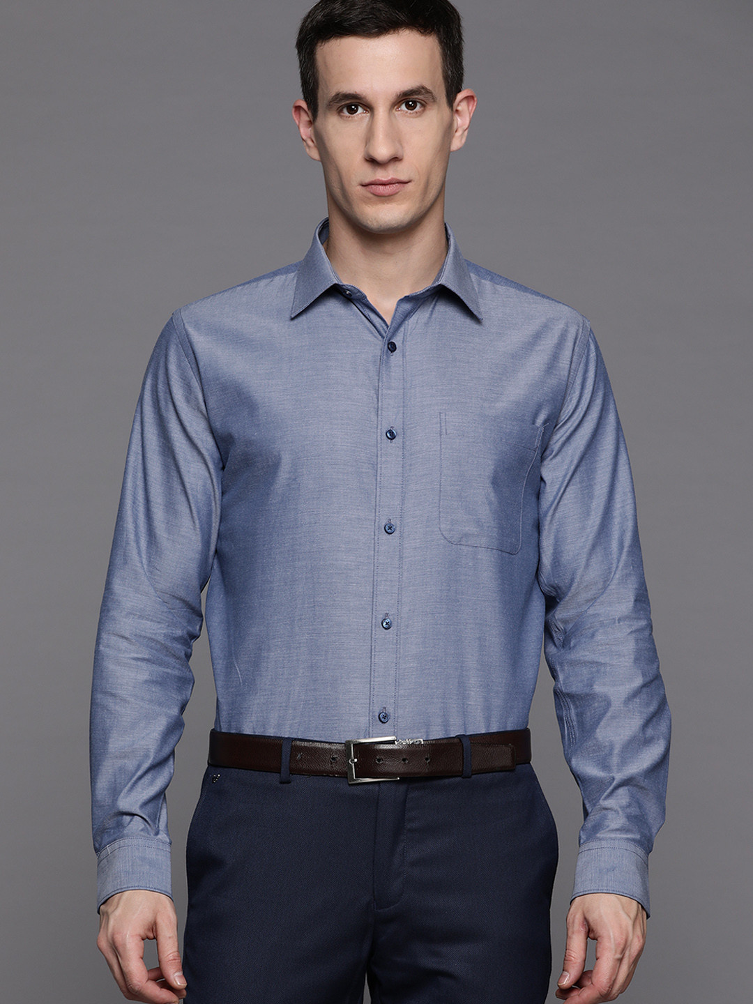 

Raymond Slim Fit Pure Cotton Formal Shirt, Blue