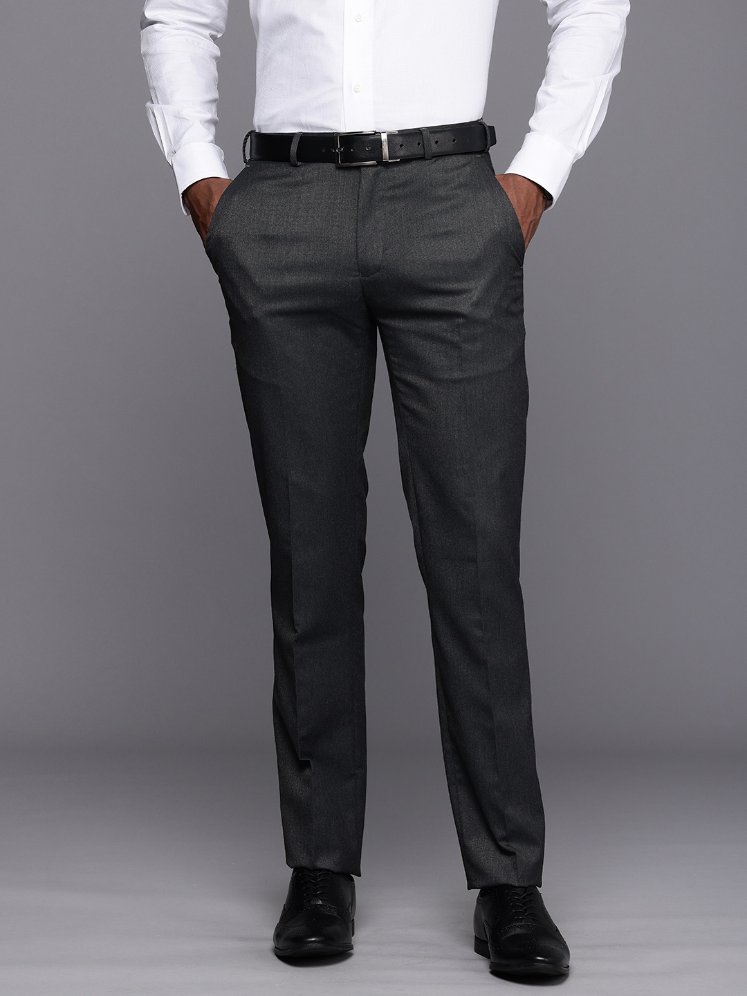 

Raymond Men Slim Fit Formal Trousers, Grey