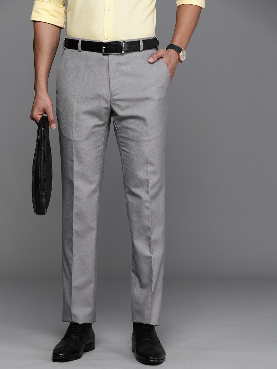 

Raymond Men Slim Fit Formal Trousers, Grey