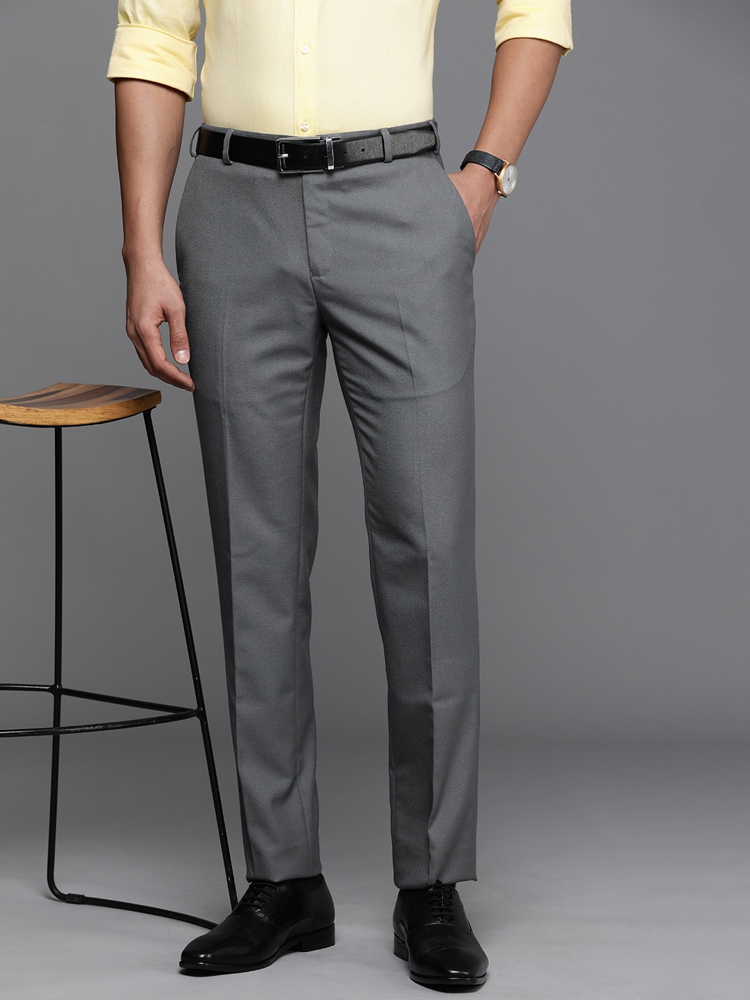 

Raymond Men Slim Fit Formal Trousers, Grey