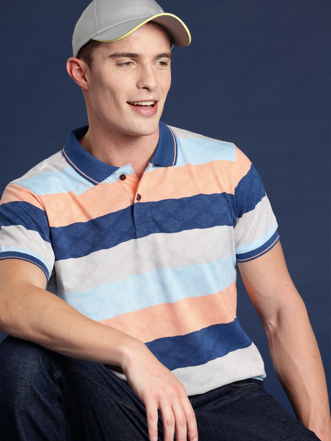 

Mast & Harbour Men Striped Polo Collar T-shirt, Multi