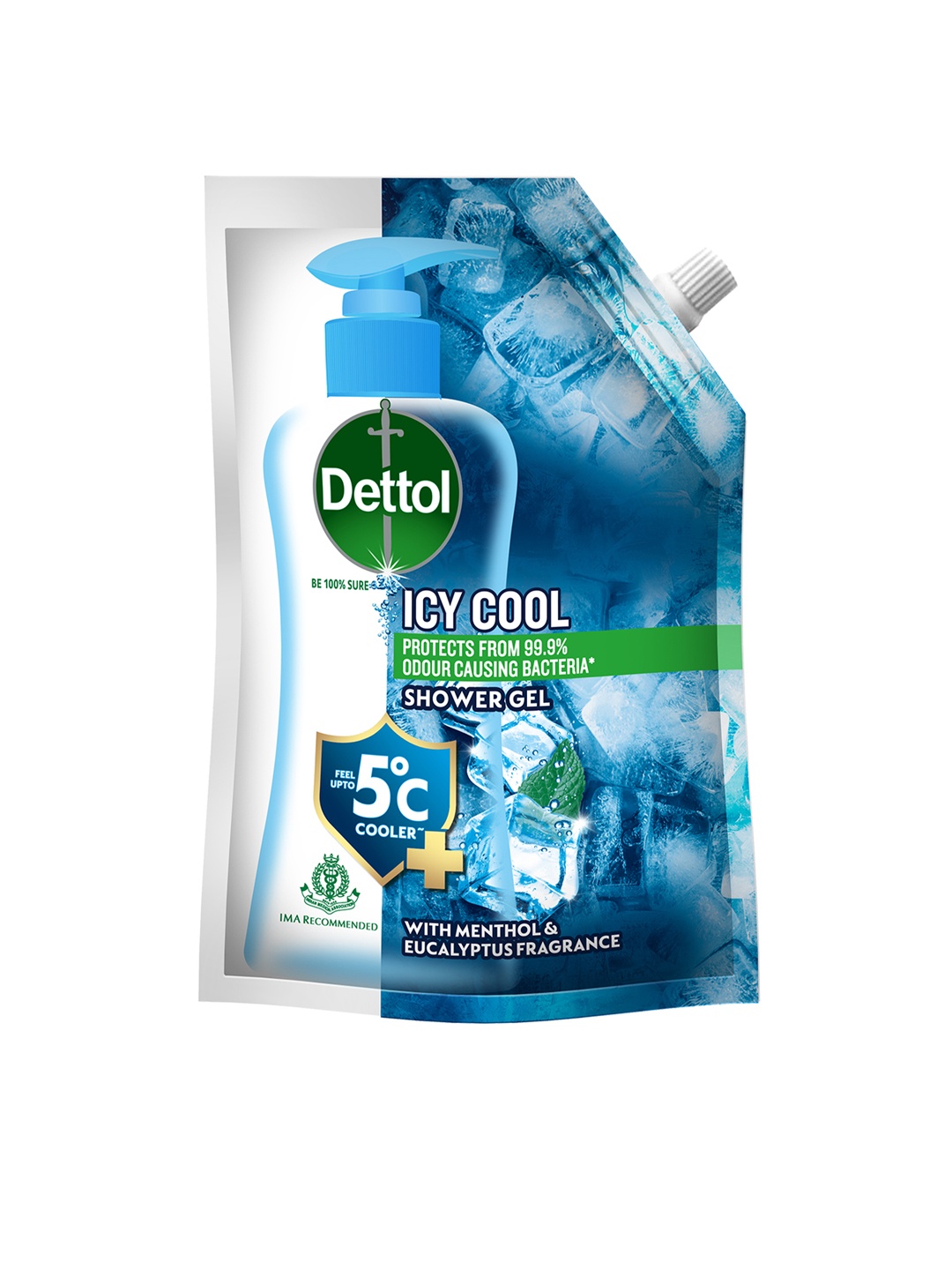 

Dettol Icy Cool Shower Gel with Menthol & Eucalyptus Fragrance - 450 ml, Blue