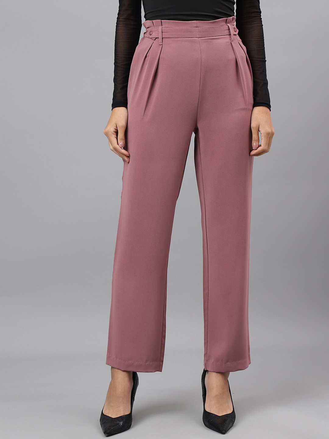 

Latin Quarters Women Relaxed Slim Fit Easy Wash Trousers, Pink