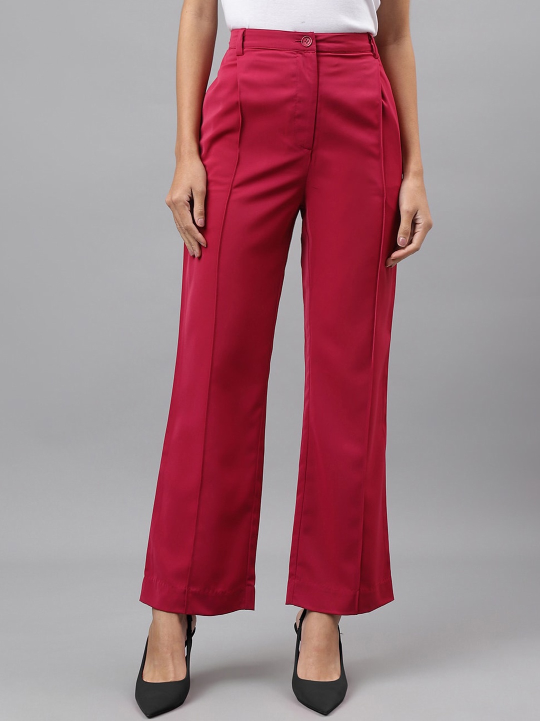 

Latin Quarters Women Relaxed Slim Fit Easy Wash Pleated Trousers, Pink