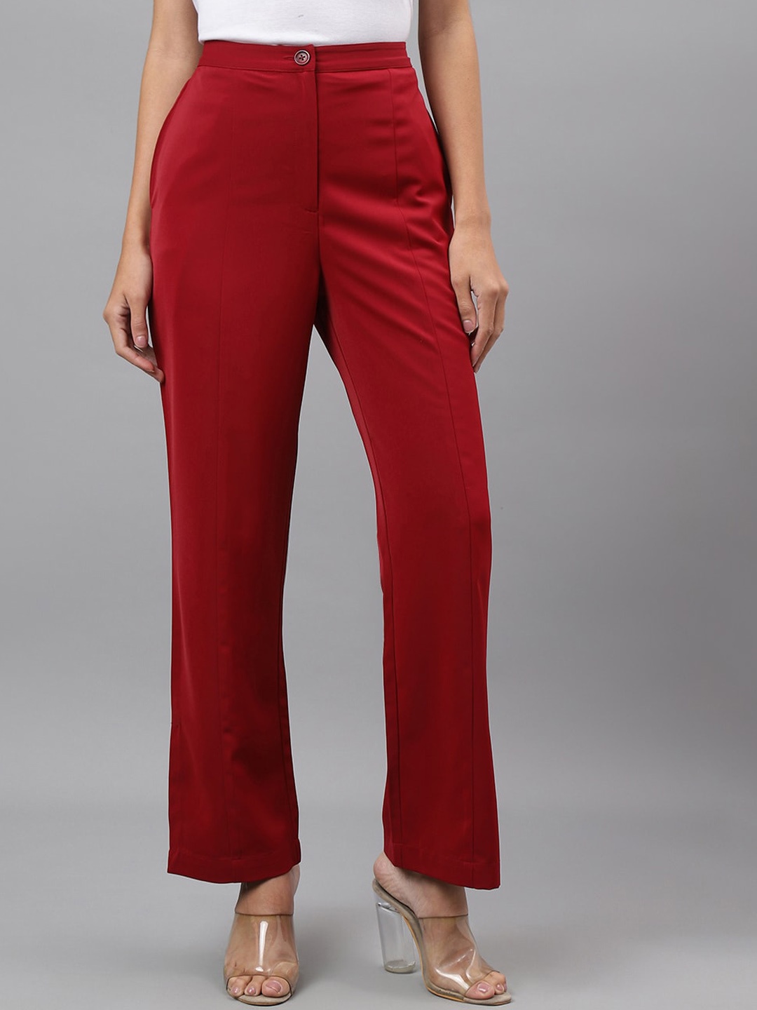 

Latin Quarters Women Relaxed Slim Fit Easy Wash Trousers, Maroon